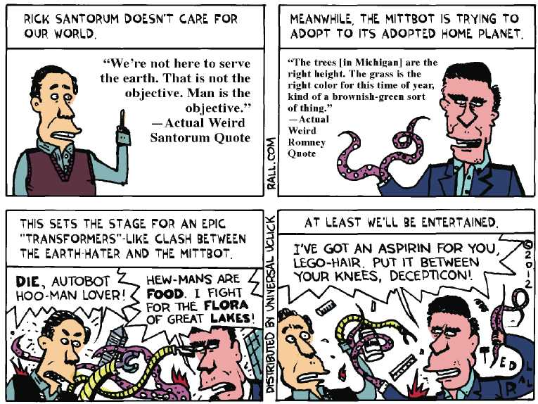 Political/Editorial Cartoon by Ted Rall on Romney Wins Michigan