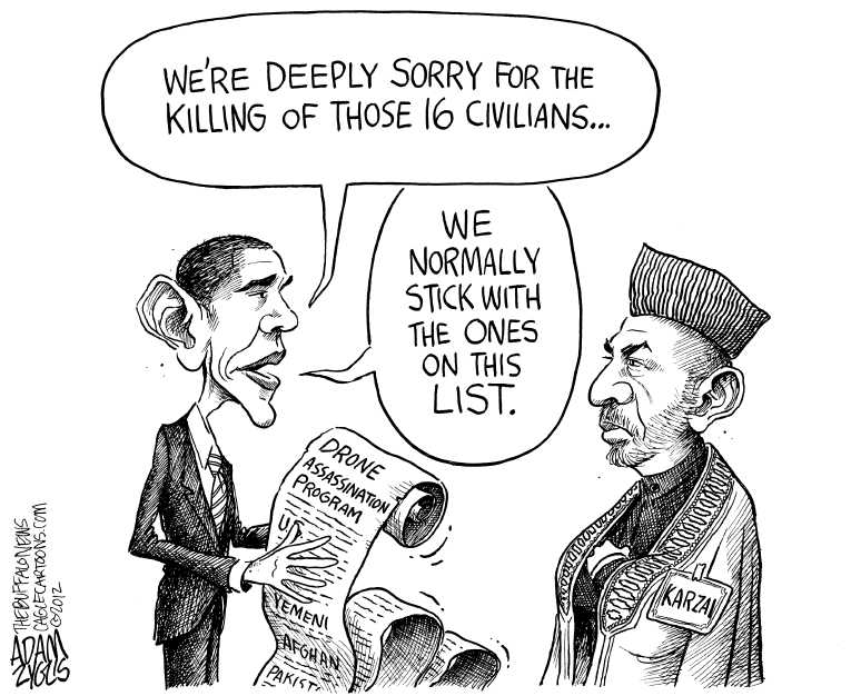 Political/Editorial Cartoon by Adam Zyglis, The Buffalo News on US Soldier Massacres 16 Civilians