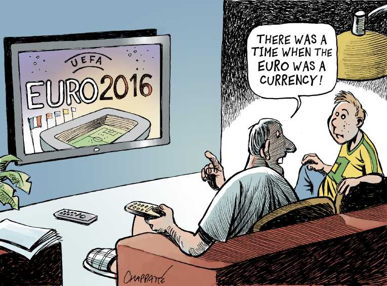 Political/Editorial Cartoon by Patrick Chappatte, International Herald Tribune on Euro Crisis Heightening