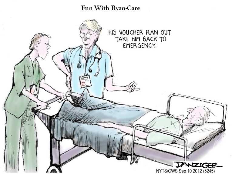 Political/Editorial Cartoon by Jeff Danziger, CWS/CartoonArts Intl. on Romney Changes Health Care Stance