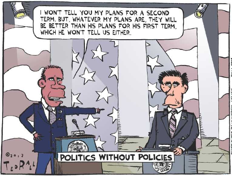 Political/Editorial Cartoon by Ted Rall on Debates Loom Large