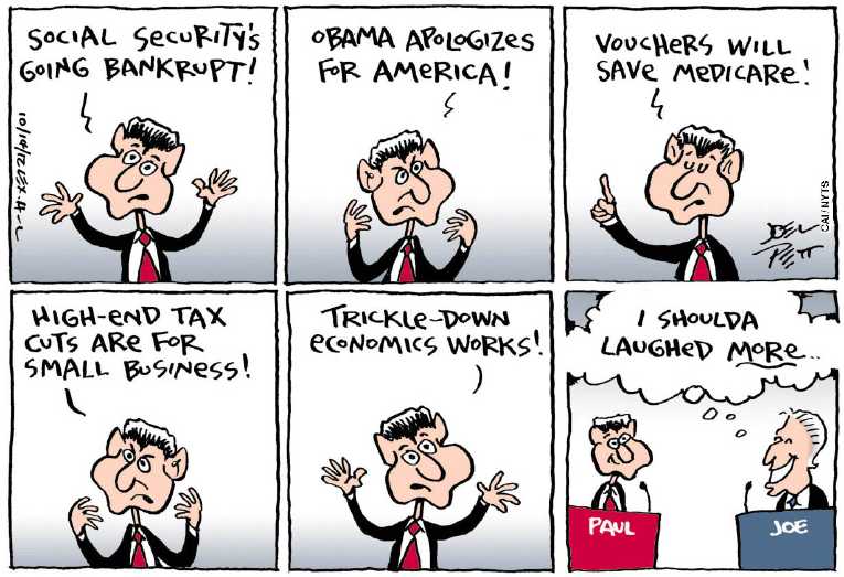Political/Editorial Cartoon by Joel Pett, Lexington Herald-Leader, CWS/CartoonArts Intl. on Ryan Destroys Ryan