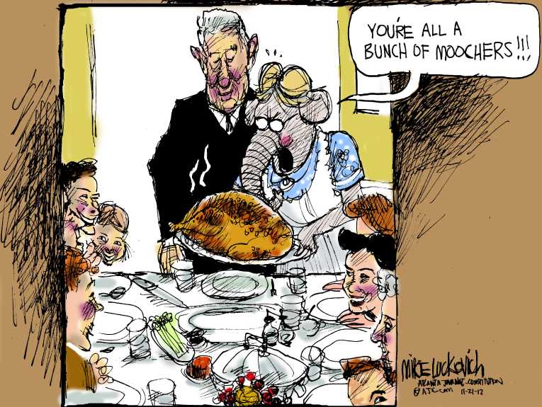 Political/Editorial Cartoon by Mike Luckovich, Atlanta Journal-Constitution on Americans Celebrate Thanksgiving