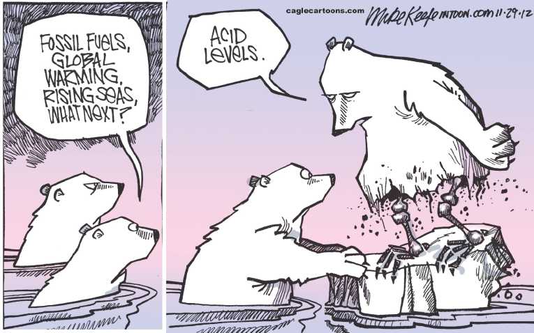 Political/Editorial Cartoon by Mike Keefe, Denver Post on Climate Change Talks Continue