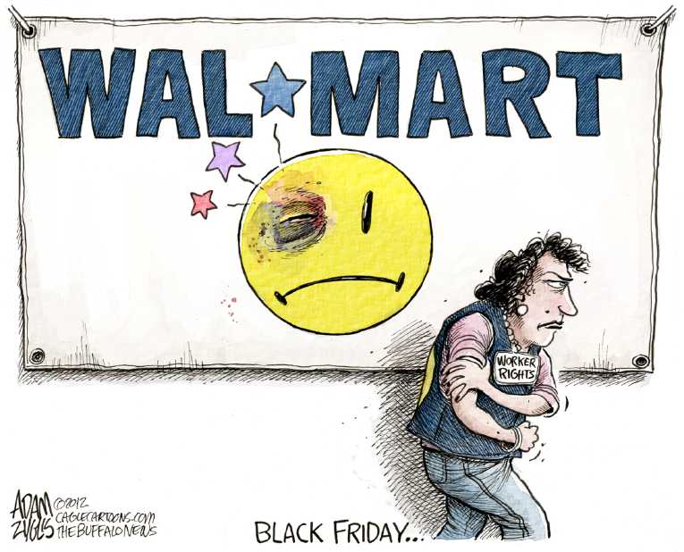 Political/Editorial Cartoon by Adam Zyglis, The Buffalo News on Walmart Under Fire