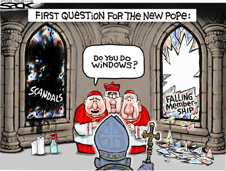 Political/Editorial Cartoon by Steve Sack, Minneapolis Star Tribune on New Pope Chosen