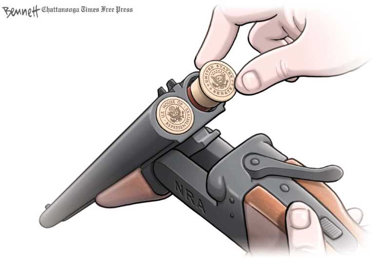 Political/Editorial Cartoon by Clay Bennett, Chattanooga Times Free Press on Assault Weapons Ban Now Unlikely