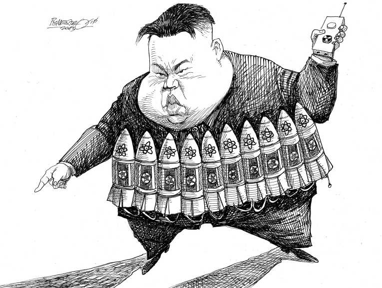 Political/Editorial Cartoon by Petar Pismestrovic, Kleine Zeitung, Austria on North Korea Threatens World