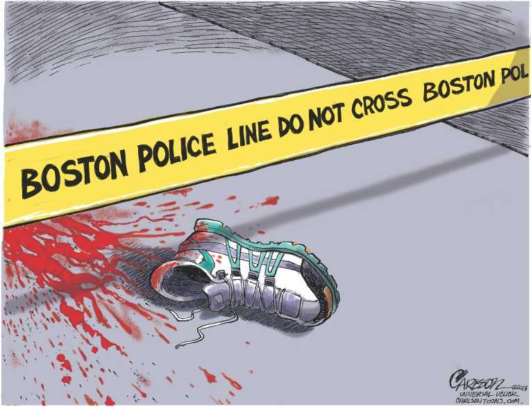 Political/Editorial Cartoon by Stuart Carlson on Boston Marathon Ends in Horror