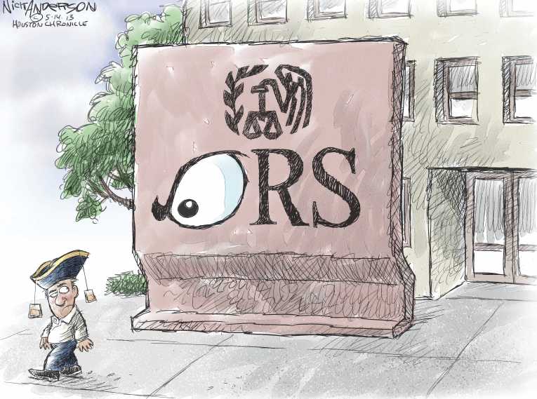 Political/Editorial Cartoon by Kirk Anderson on IRS Targeted Conservative Groups