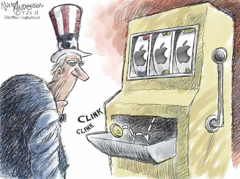 Political/Editorial Cartoon by Nick Anderson, Houston Chronicle on Apple Maximizes Tax Deductions