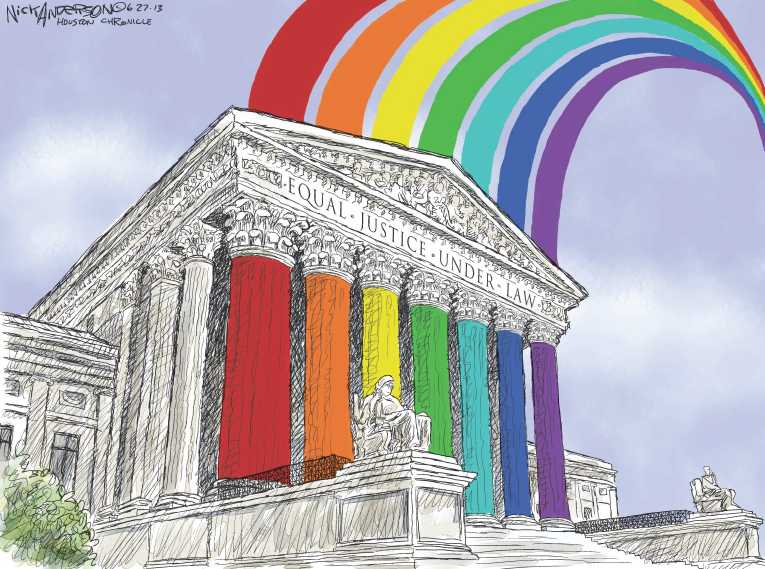 Political/Editorial Cartoon by Nick Anderson, Houston Chronicle on Equality Wins Big in Supreme Court