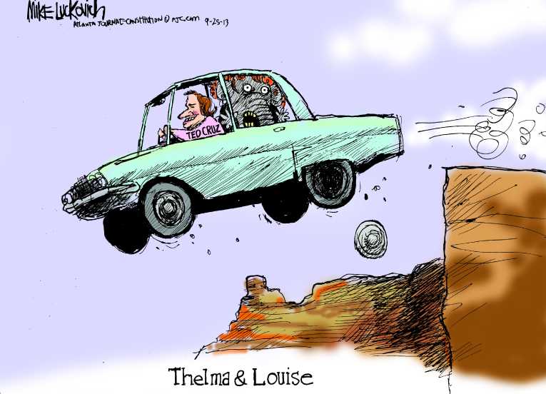 Political/Editorial Cartoon by Mike Luckovich, Atlanta Journal-Constitution on GOP Threatens Gov’t. Shutdown