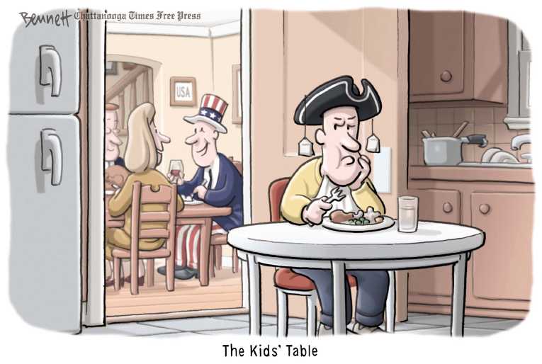 Political/Editorial Cartoon by Clay Bennett, Chattanooga Times Free Press on Thanksgiving Remembered