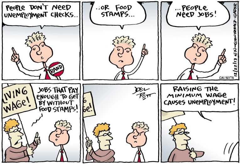 Political/Editorial Cartoon by Joel Pett, Lexington Herald-Leader, CWS/CartoonArts Intl. on Food Stamps Cut