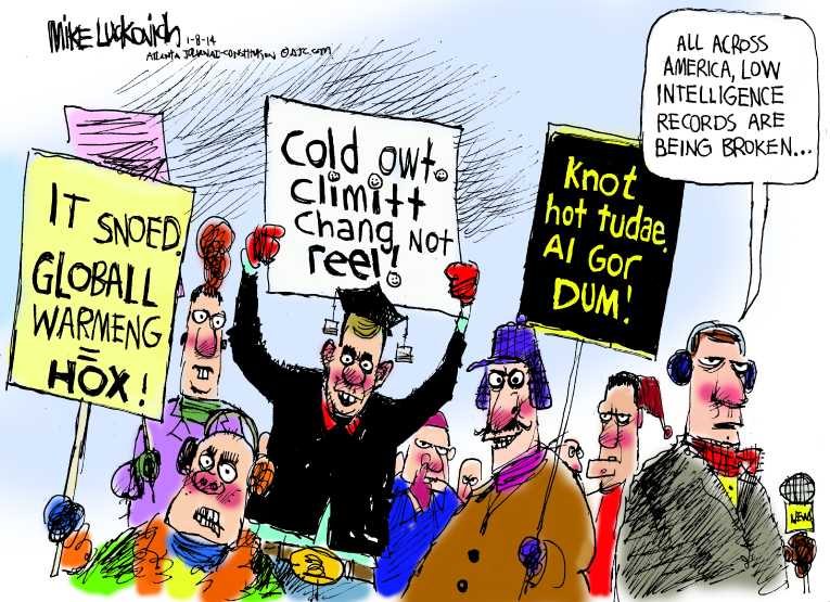 Political/Editorial Cartoon by Mike Luckovich, Atlanta Journal-Constitution on Arctic Blast Freezes Nation