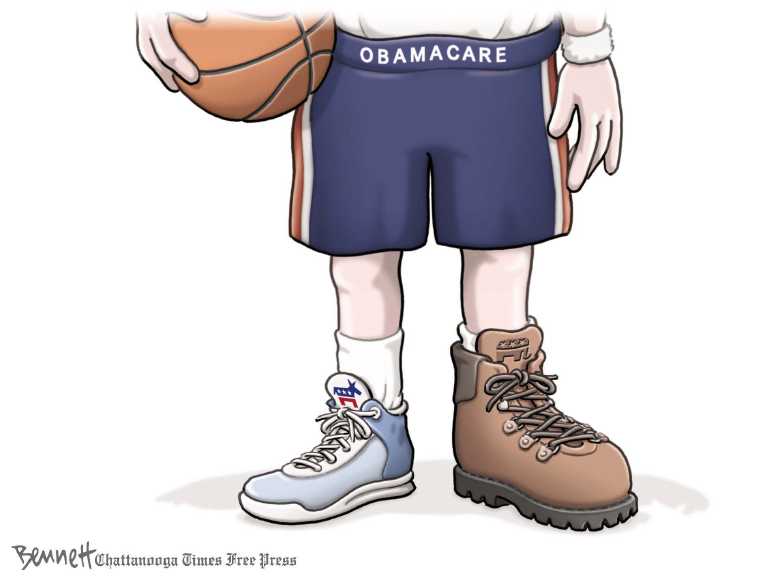 Political/Editorial Cartoon by Clay Bennett, Chattanooga Times Free Press on ObamaCare Signups Top 6 Million