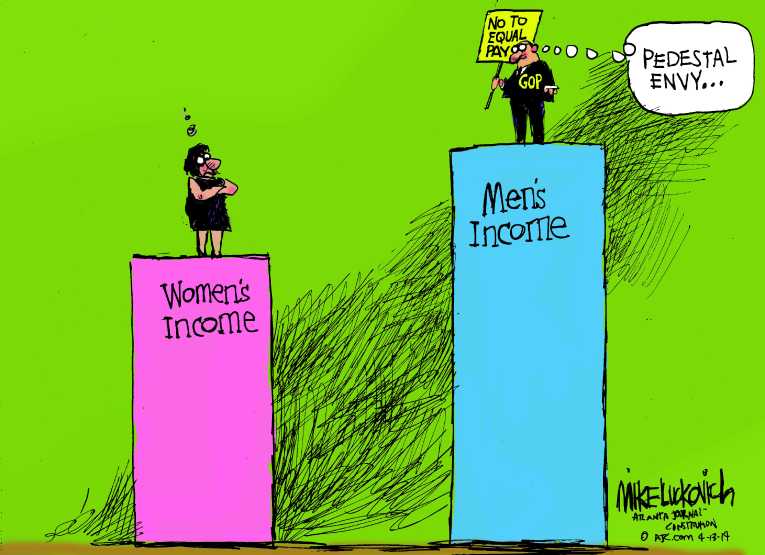 Political/Editorial Cartoon by Mike Luckovich, Atlanta Journal-Constitution on GOP Votes Down Equal Pay