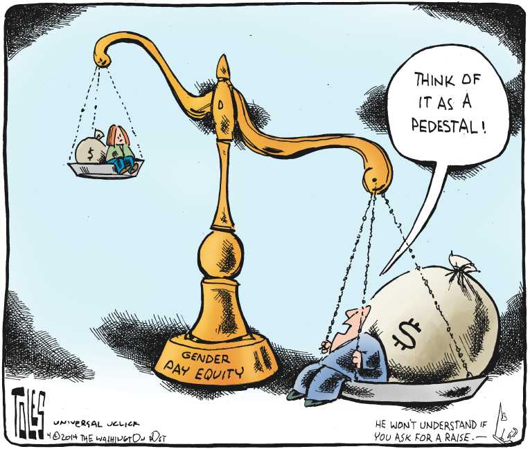 Political/Editorial Cartoon by Tom Toles, Washington Post on GOP Votes Down Equal Pay