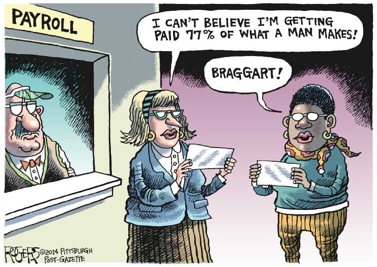 Political/Editorial Cartoon by Rob Rogers, The Pittsburgh Post-Gazette on GOP Votes Down Equal Pay