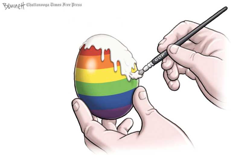 Political/Editorial Cartoon by Clay Bennett, Chattanooga Times Free Press on GOP Returns to Traditional Values