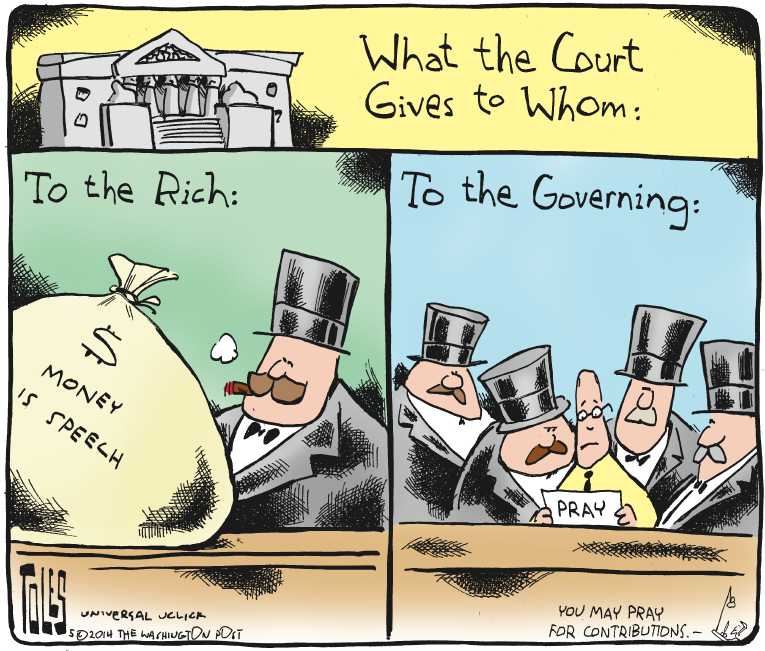 Political/Editorial Cartoon by Tom Toles, Washington Post on Supreme Court Splits 5-4 Again