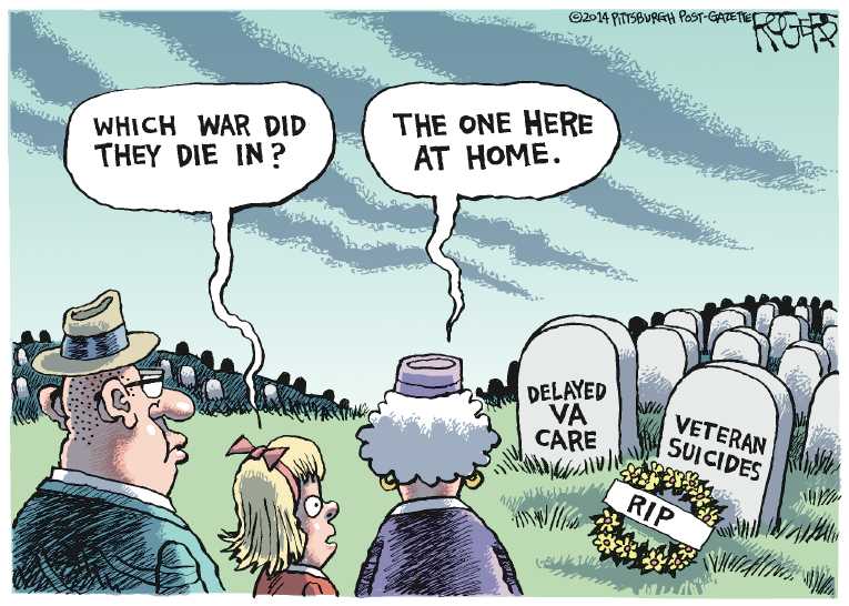 Political/Editorial Cartoon by Rob Rogers, The Pittsburgh Post-Gazette on America Honors Her Veterans