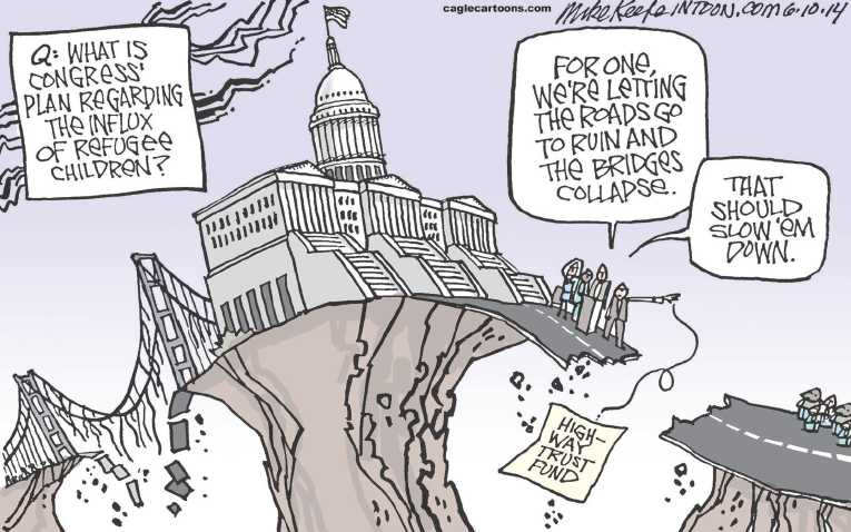Political/Editorial Cartoon by Mike Keefe, Denver Post on Crisis at Border Escalates