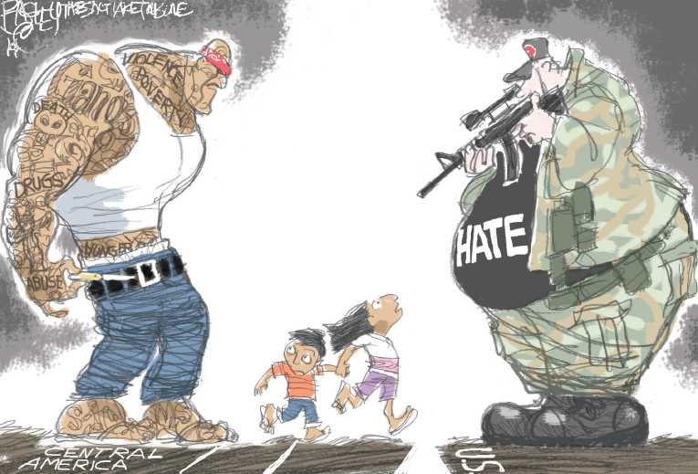 Political/Editorial Cartoon by Pat Bagley, Salt Lake Tribune on Immigration Crisis Continues