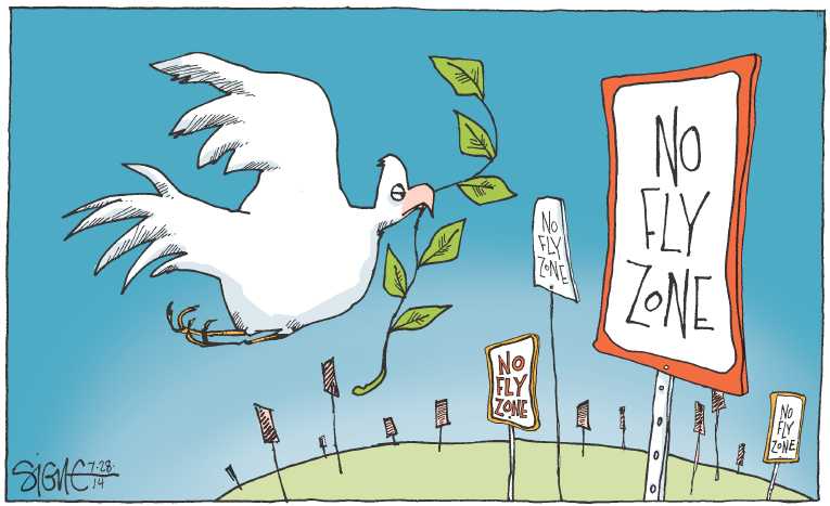 Political/Editorial Cartoon by Signe Wilkinson, Philadelphia Daily News on 1000 Dead in Gaza
