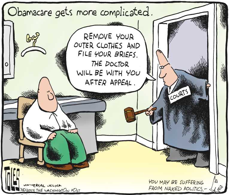 Political/Editorial Cartoon by Tom Toles, Washington Post on Court Deals Blow to Obamacare
