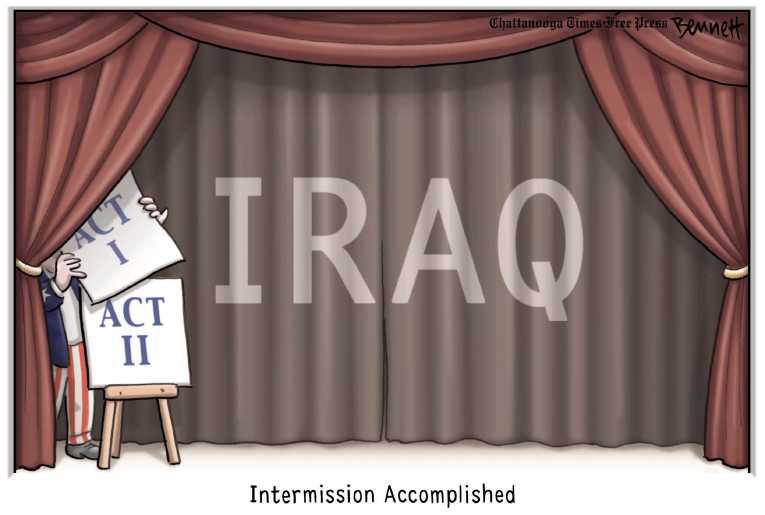 Political/Editorial Cartoon by Clay Bennett, Chattanooga Times Free Press on US Bombs ISIS