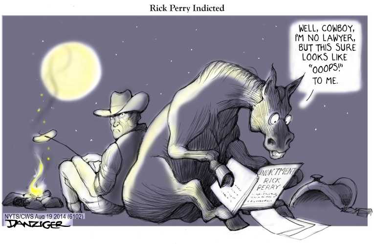 Political/Editorial Cartoon by Jeff Danziger, CWS/CartoonArts Intl. on Texas Governor Indicted