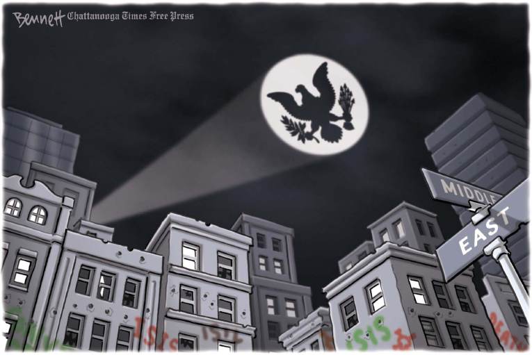 Political/Editorial Cartoon by Clay Bennett, Chattanooga Times Free Press on US to Restore Order