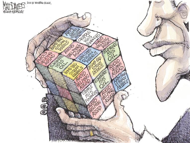 Political/Editorial Cartoon by Matt Davies, Journal News on US to Restore Order