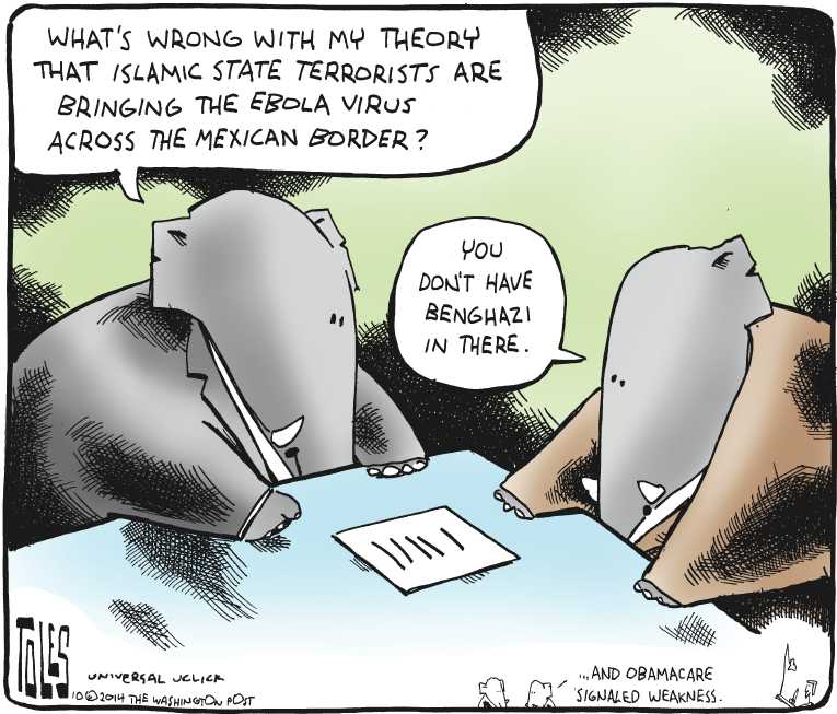 Political/Editorial Cartoon by Tom Toles, Washington Post on Republicans on Message for Elections