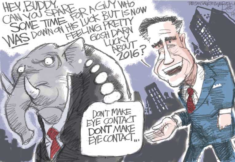 Political/Editorial Cartoon by Pat Bagley, Salt Lake Tribune on Republicans on Message for Elections