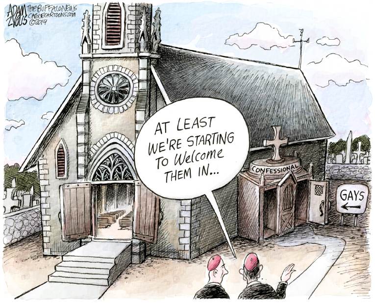Political/Editorial Cartoon by Adam Zyglis, The Buffalo News on Pope Welcomes Gays