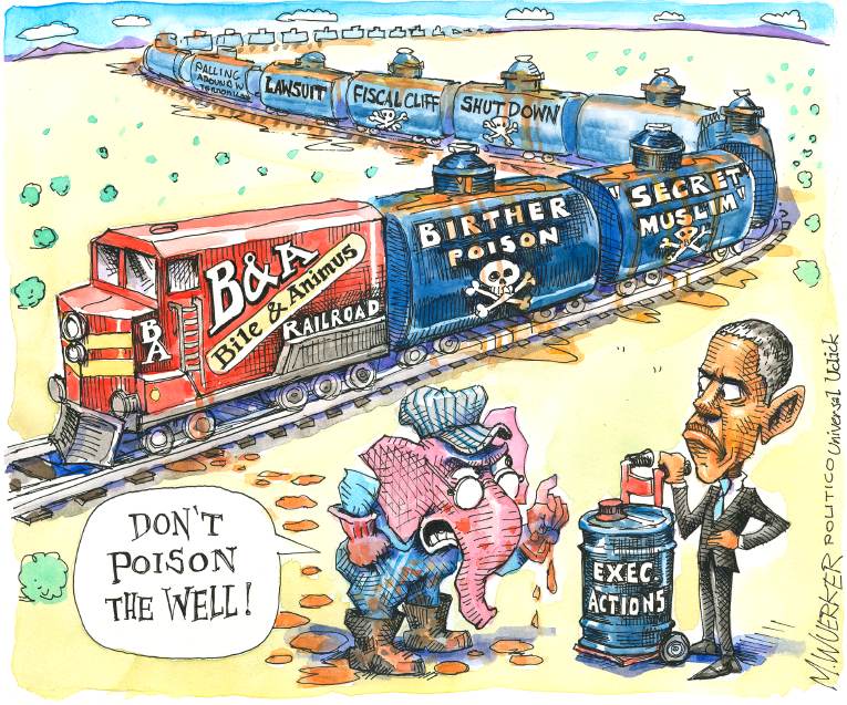 Political/Editorial Cartoon by Matt Wuerker, Politico on Obama Weighs Immigration Options