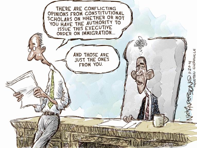 Political/Editorial Cartoon by Nick Anderson, Houston Chronicle on Obama Weighs Immigration Options