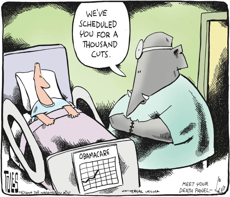 Political/Editorial Cartoon by Tom Toles, Washington Post on GOP Targets ObamaCare