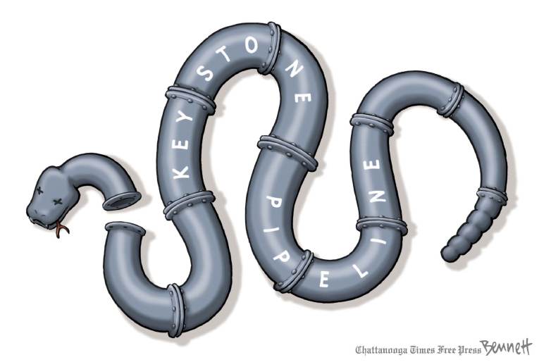 Political/Editorial Cartoon by Clay Bennett, Chattanooga Times Free Press on Keystone Bill Vote Fails