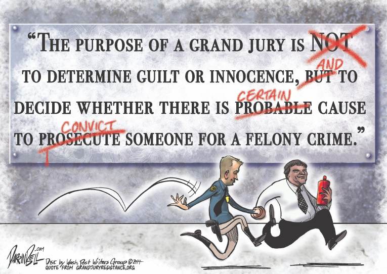 Political/Editorial Cartoon by Darrin Bell, Washington Post Writers Group on No Indictment for Wilson