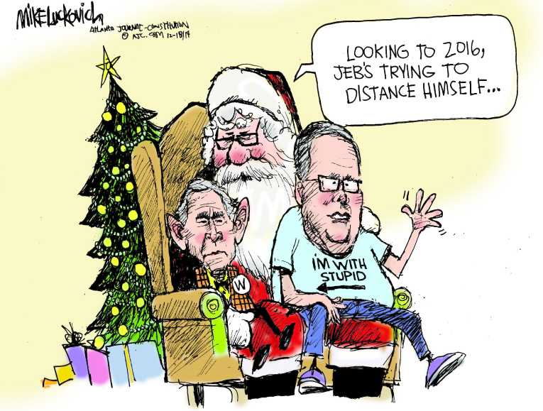 Political/Editorial Cartoon by Mike Luckovich, Atlanta Journal-Constitution on Jeb Bush Likely to Run