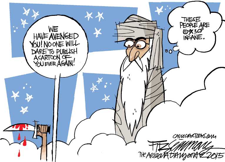 Political/Editorial Cartoon by David Fitzsimmons, Arizona Daily Star, Tucson AZ on Massacre at Magazine Kills 12