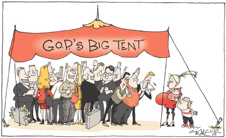 Political/Editorial Cartoon by Signe Wilkinson, Philadelphia Daily News on Republicans Moving Boldly