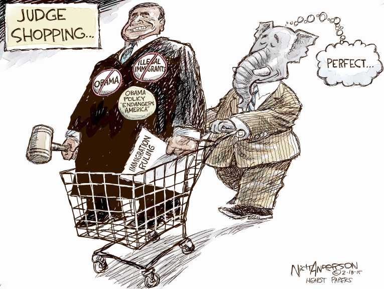 Political/Editorial Cartoon by Nick Anderson, Houston Chronicle on Repubicans Contemplating Action