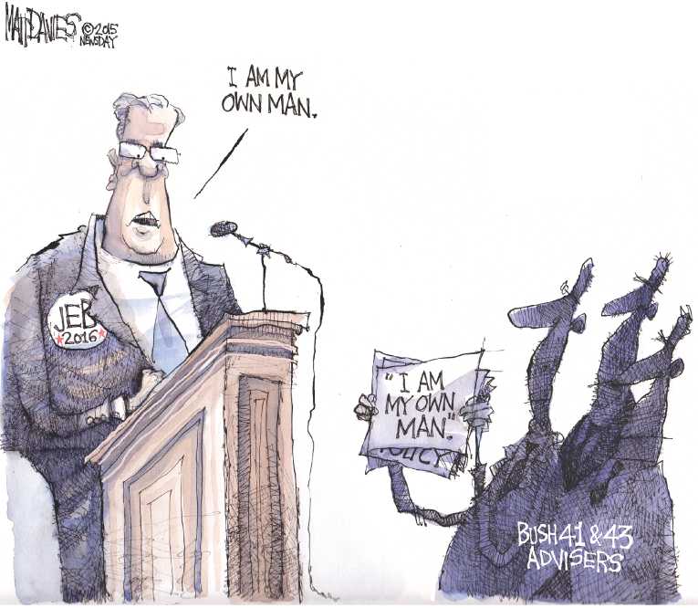 Political/Editorial Cartoon by Matt Davies, Journal News on Jeb Bush Leads Pack