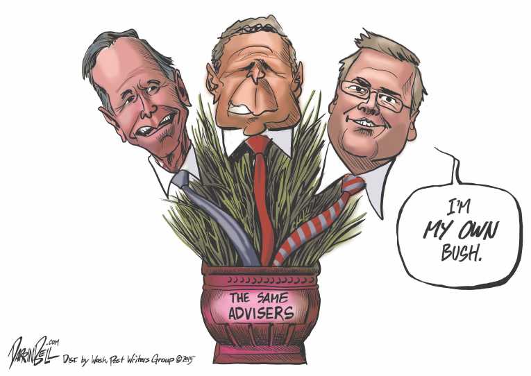 Political/Editorial Cartoon by Darrin Bell, Washington Post Writers Group on Jeb Bush Leads Pack