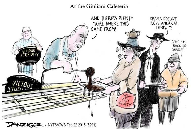 Political/Editorial Cartoon by Jeff Danziger, CWS/CartoonArts Intl. on Guiliani Blasts President
